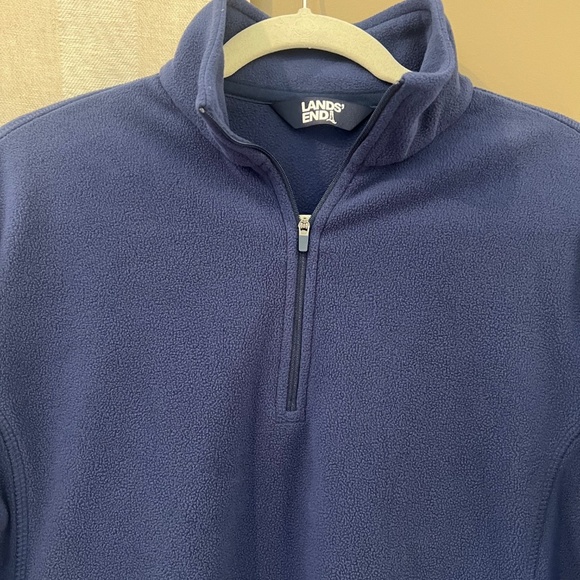 Lands' End Kids Lightweight Navy Fleece Quarter Zip Pullover, Size 14/16 - Picture 2 of 9